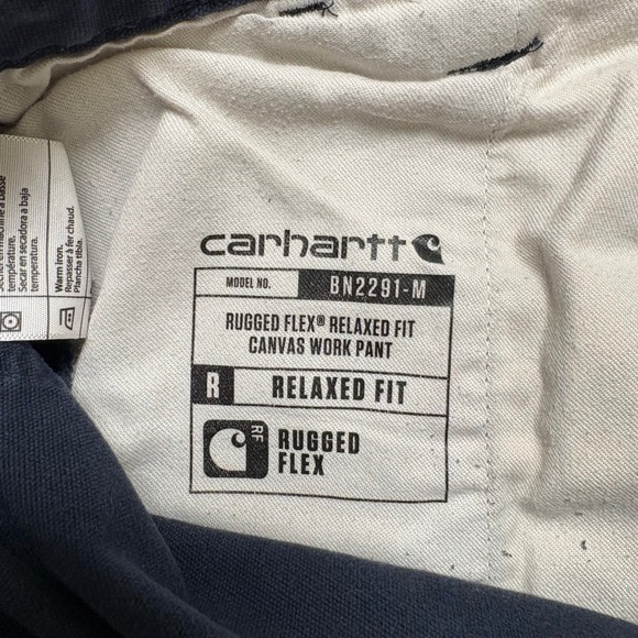 Carhartt Work Pants Mens 34x32 Navy Blue Rugged Flex Relaxed Fit Canvas BN2291-M - Picture 5 of 8